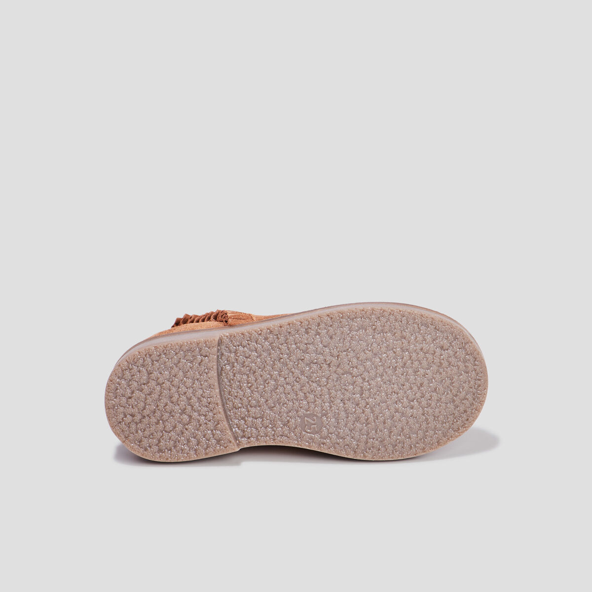 Bottines &agrave; volants bout rond en cuir camel fille