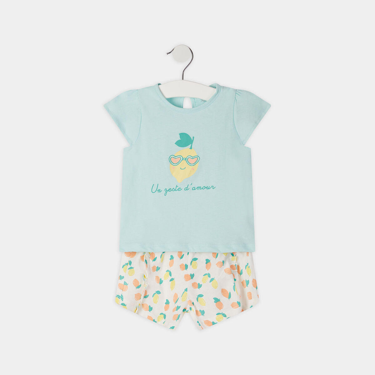 Ensemble t-shirt et short ecru bébé fille