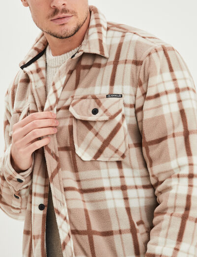 Surchemise col imitation laine de mouton gris homme