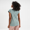 T-shirt coton col en V manches courtes bleu canard femme