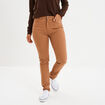 Pantalon slim en coton elasthanne marron clair femme