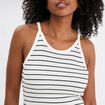 D&eacute;bardeur encolure am&eacute;ricaine coton ecru femme