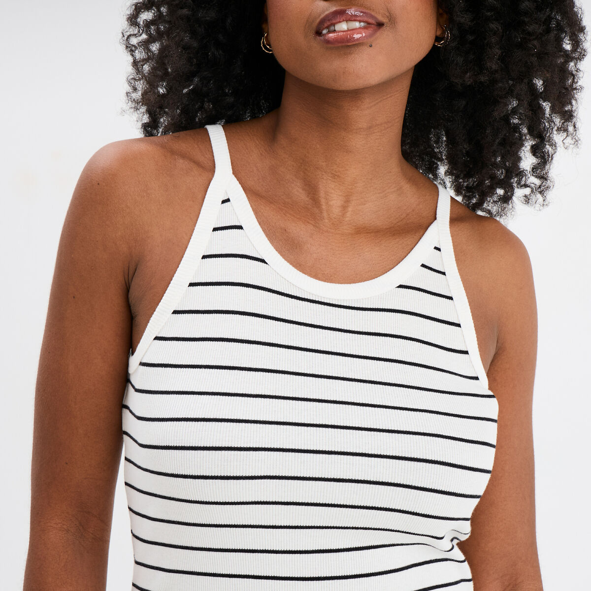 D&eacute;bardeur encolure am&eacute;ricaine coton ecru femme