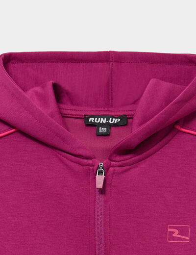 Sweat zipp&eacute; stretch &agrave; capuche violet fille