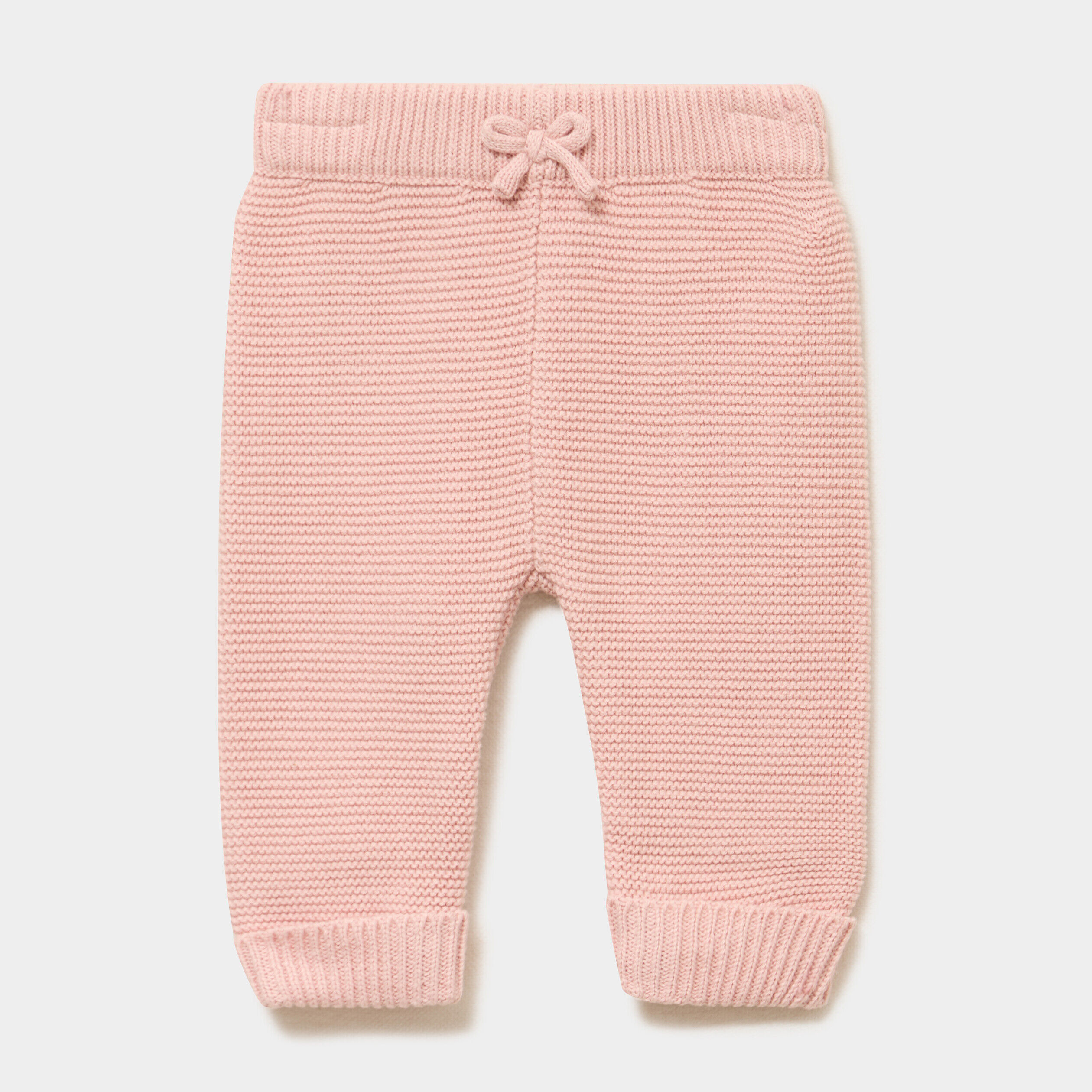 Pantalon tricot coton rose poudrée bébé