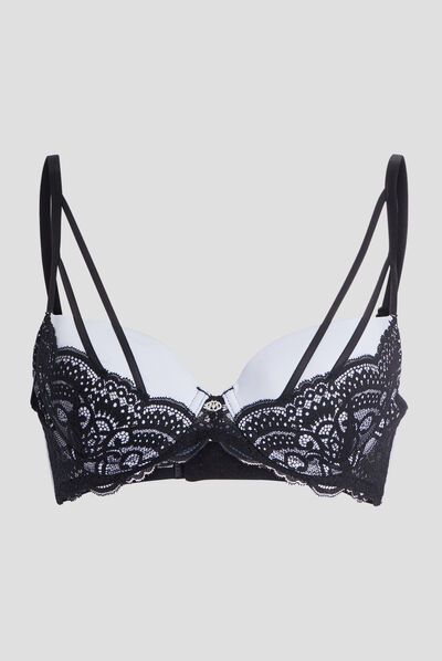 Soutien-gorge corbeille micro dentelle blanc femme