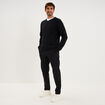 Pull droit col en V manches longues noir homme