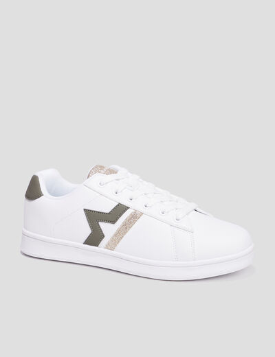 Tennis &agrave; lacets d&eacute;tails paillet&eacute;s Creeks vert kaki femme