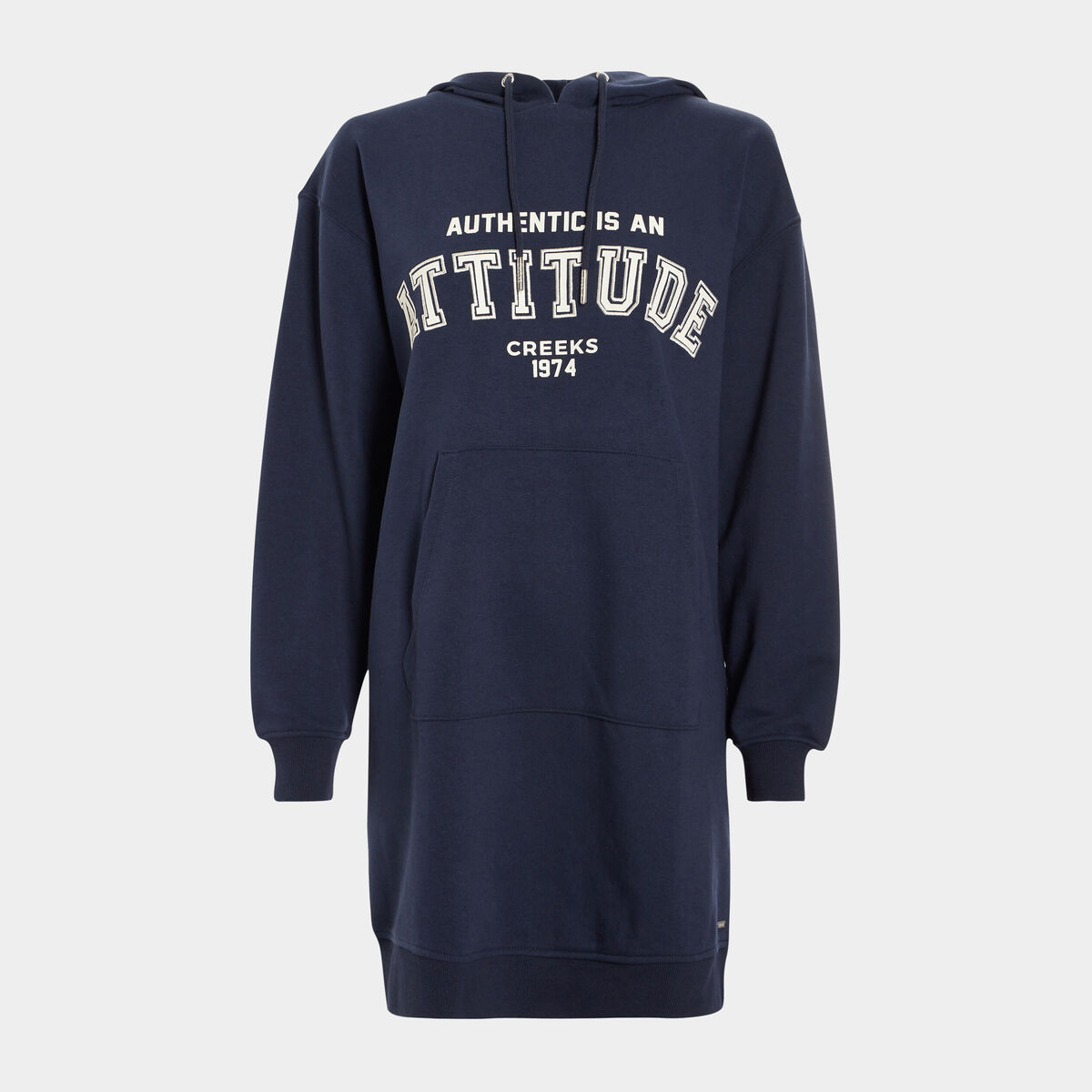 Robe sweat droite à capuche Creeks bleu marine femme