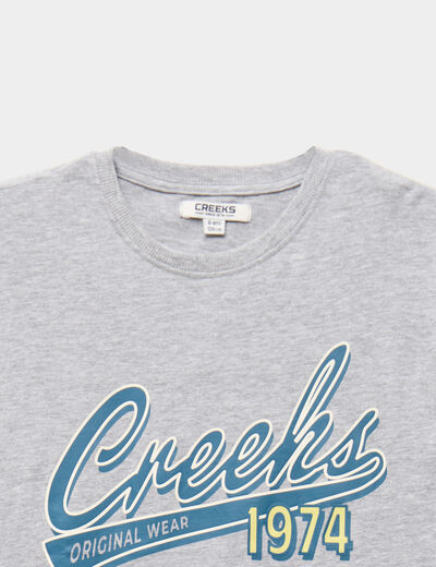 T-shirt oversize manches courtes coton gris gar&ccedil;on