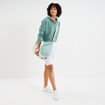 Sweat zippé à capuche court bleu gris femme