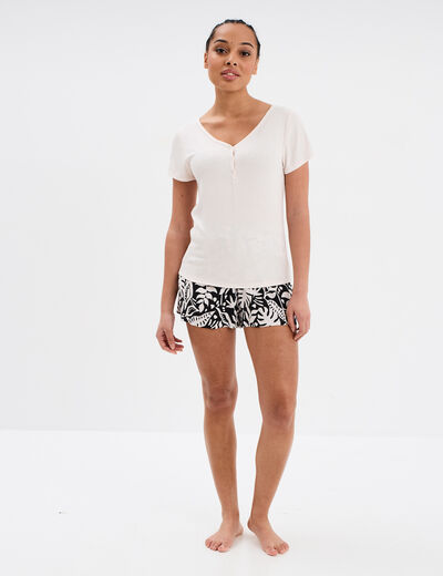 Ensemble pyjama short et t-shirt noir femme
