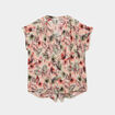 Blouse col en V manches courtes beige femme grande taille