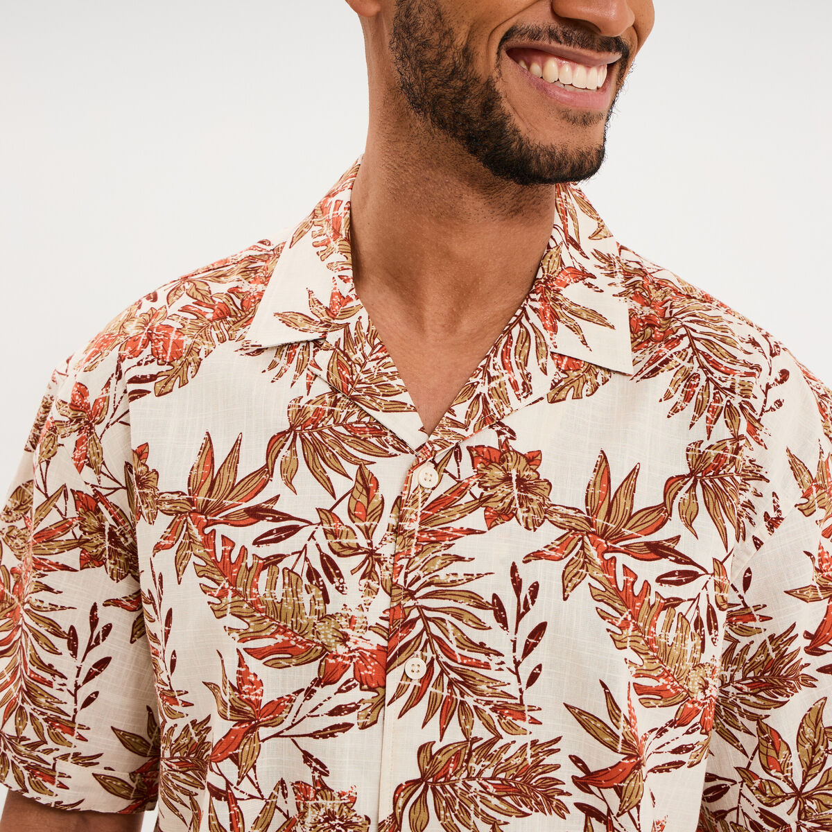 Chemise en coton manches courtes multicolore homme