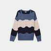 Pull col V ajour&eacute; manches longues bleu ciel femme