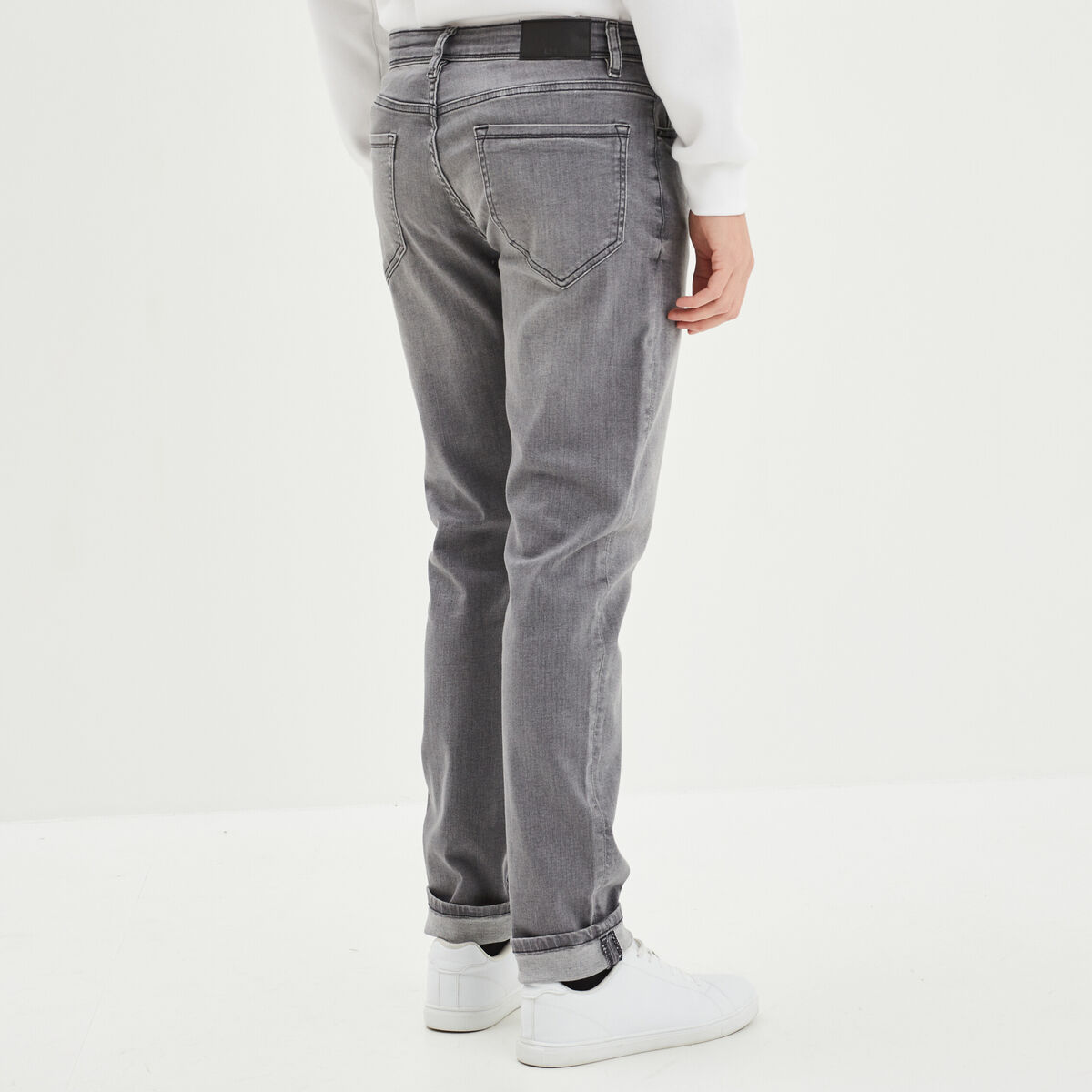 Jeans slim 5 poches denim gris homme