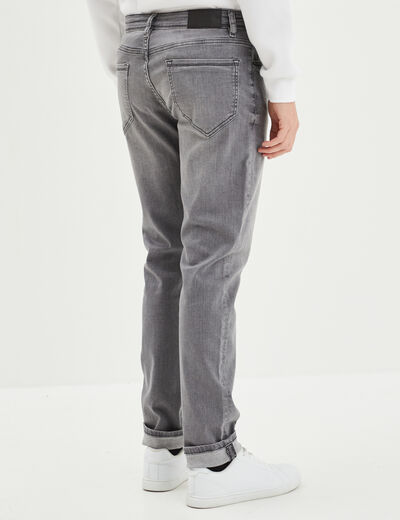 Jeans slim 5 poches denim gris homme