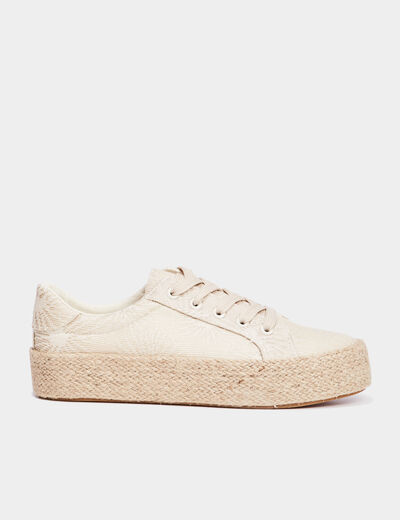Tennis en toile à lacets sable femme