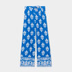 Pantalon large fluide noeud taille bleu electrique femme