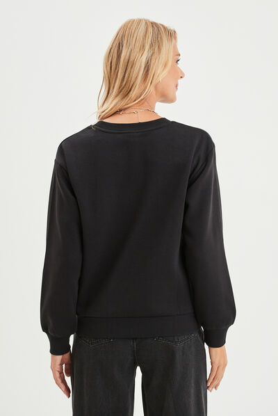 Sweat de Noël manches longues Stitch noir femme