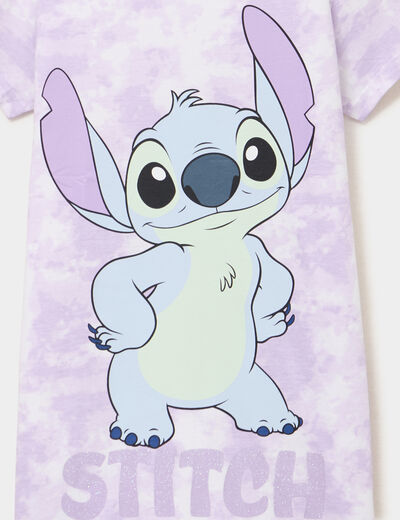 Chemise de nuit mi-longue coton Stitch parme fille