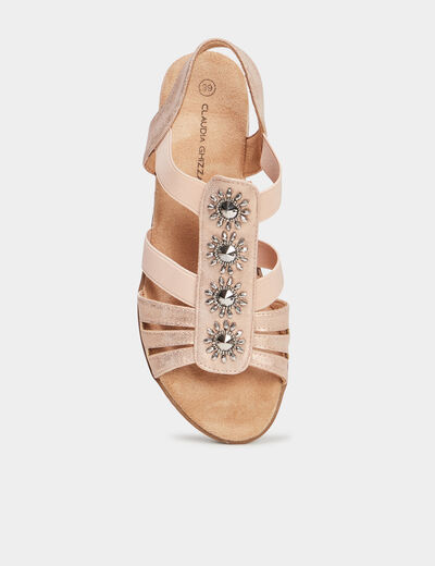 Sandales compensées pied large rose femme