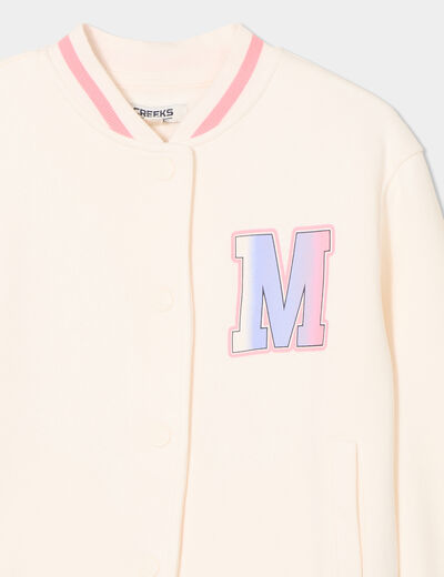 Gilet boutonn&eacute; col teddy coton creme fille