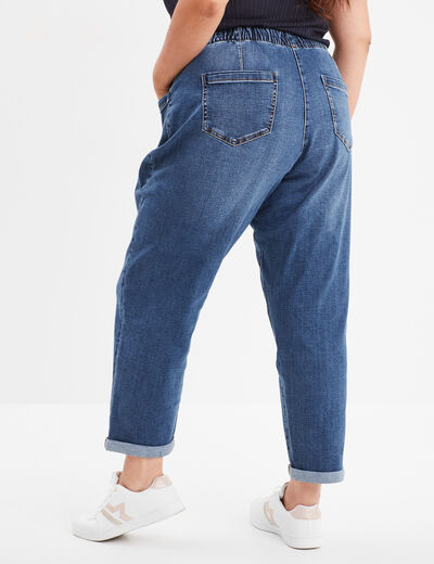 Jeans straight 7/8ème taille haute denim stone femme grande taille