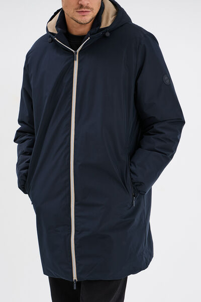Parka d&eacute;perlante doubl&eacute;e &agrave; capuche bleu fonc&eacute; homme