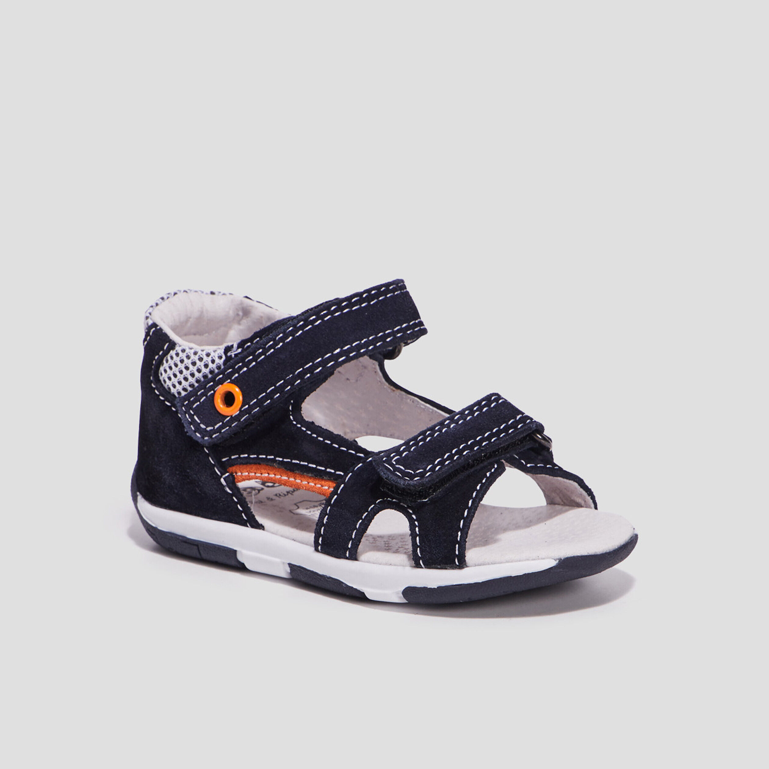 Sandales à scratchs en cuir bleu marine bébé garçon PAT ET RIPATON