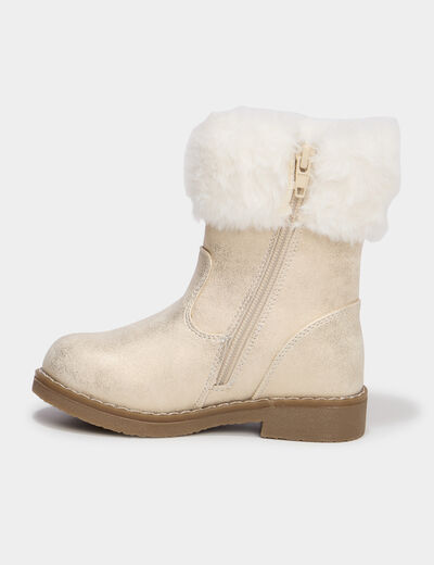 Bottes col fausse fourrure jaune or fille