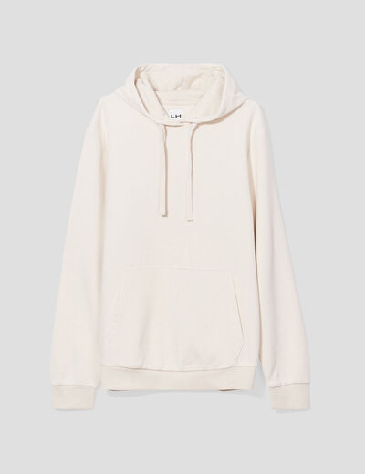 Sweat molleton à capuche hoodie ecru homme