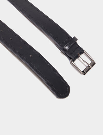 Ceinture &agrave; boucle carr&eacute;e noir homme