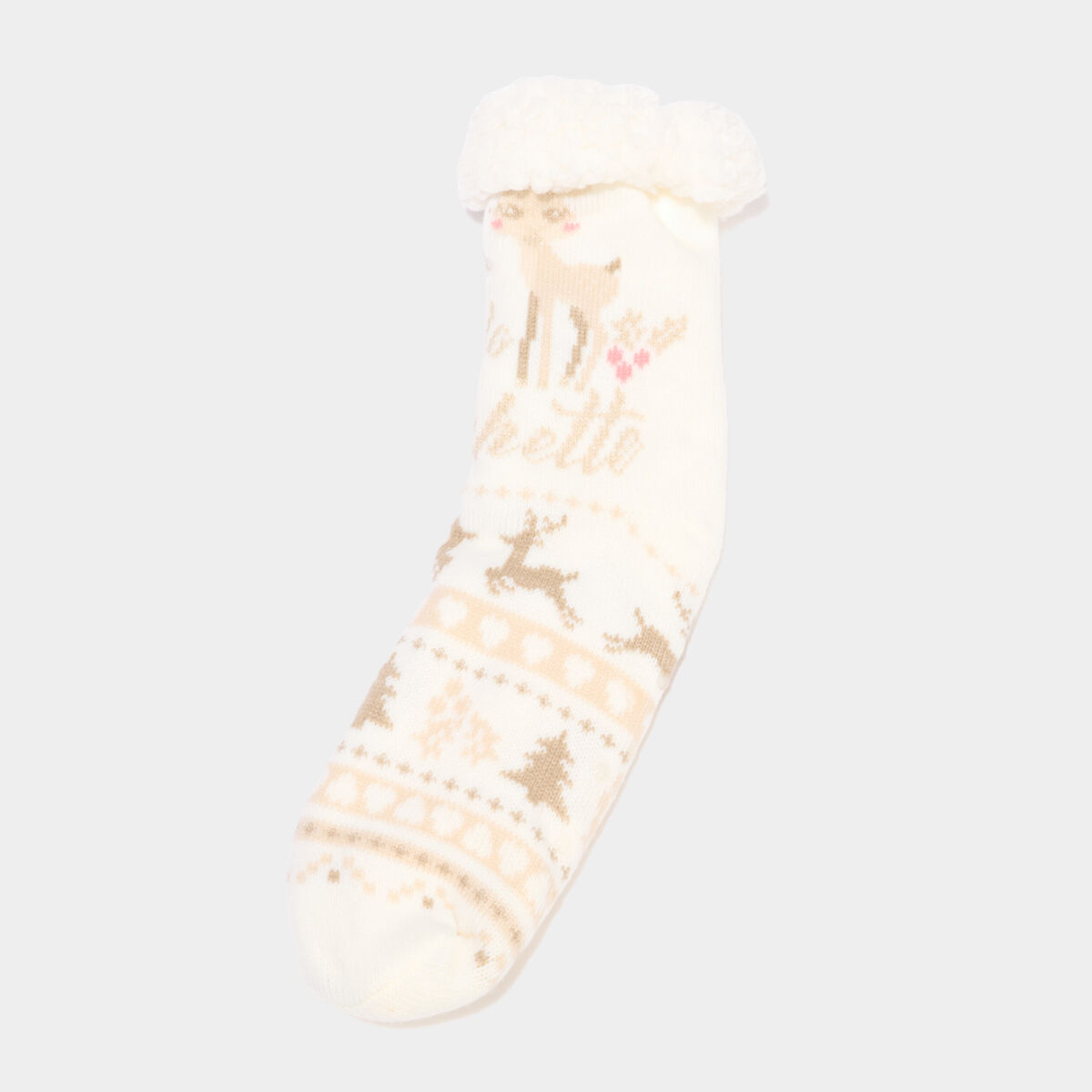 Chaussettes d'int&eacute;rieur doubl&eacute;es ivoire femme