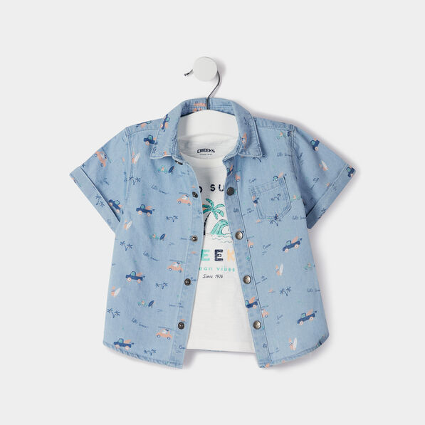 ensemble 2 pieces creeks denim bleach bebeg Ensemble 2 pièces Creeks denim bleach bébé garçon