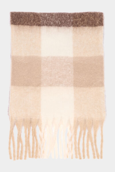 &Eacute;charpe &agrave; franges taupe femme
