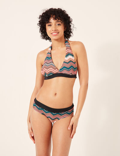 Haut de maillot de bain forme triangle multicolore femme