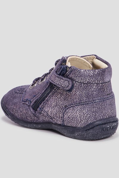 Bottillons en cuir Kickers Gulyflow bleu marine bébé fille