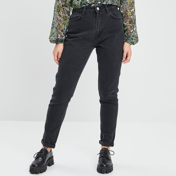 Jeans mom taille haute denim noir femme