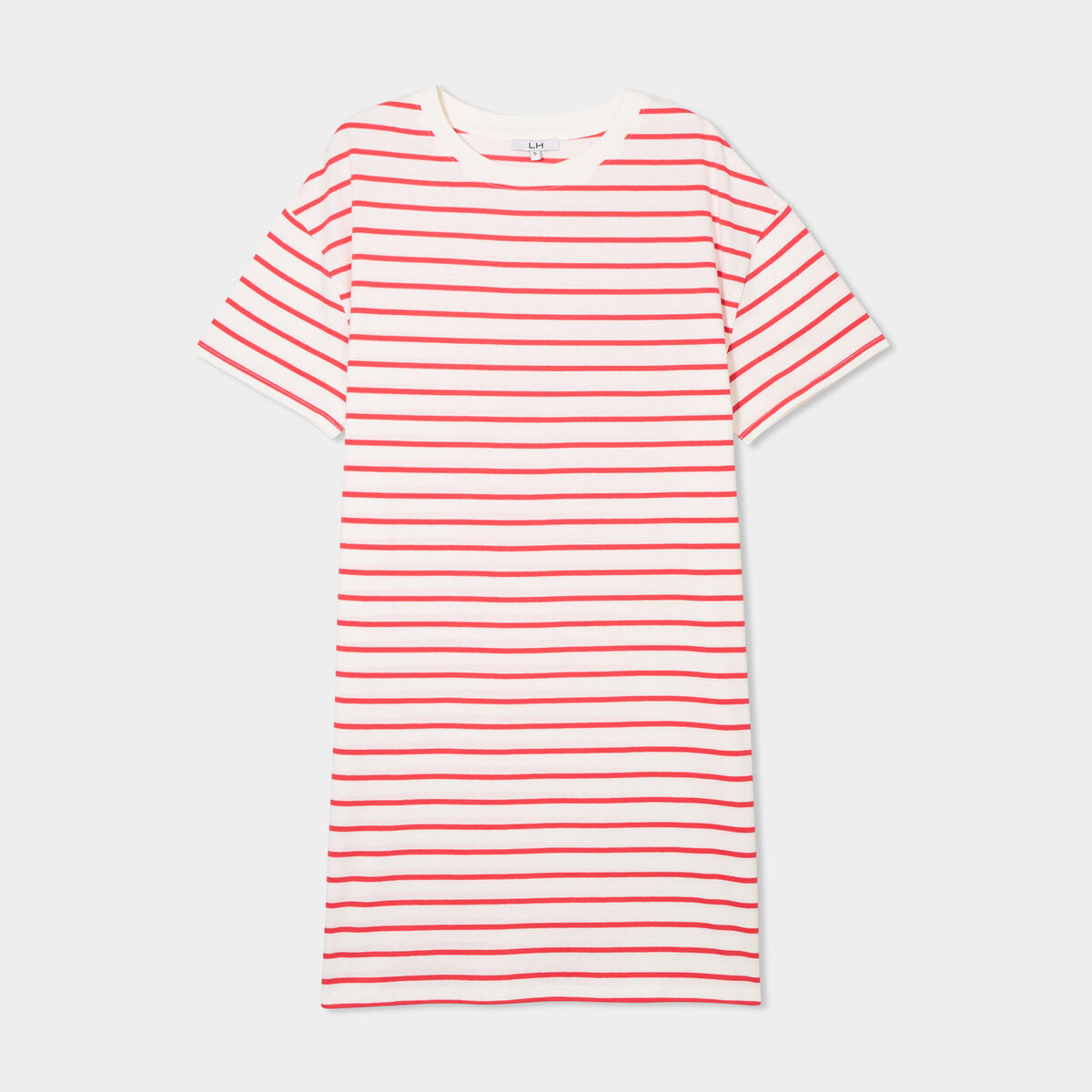 Robe t-shirt manches courtes coton ecru femme