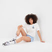 Short de jogging droit taille élastiquée bleu clair femme