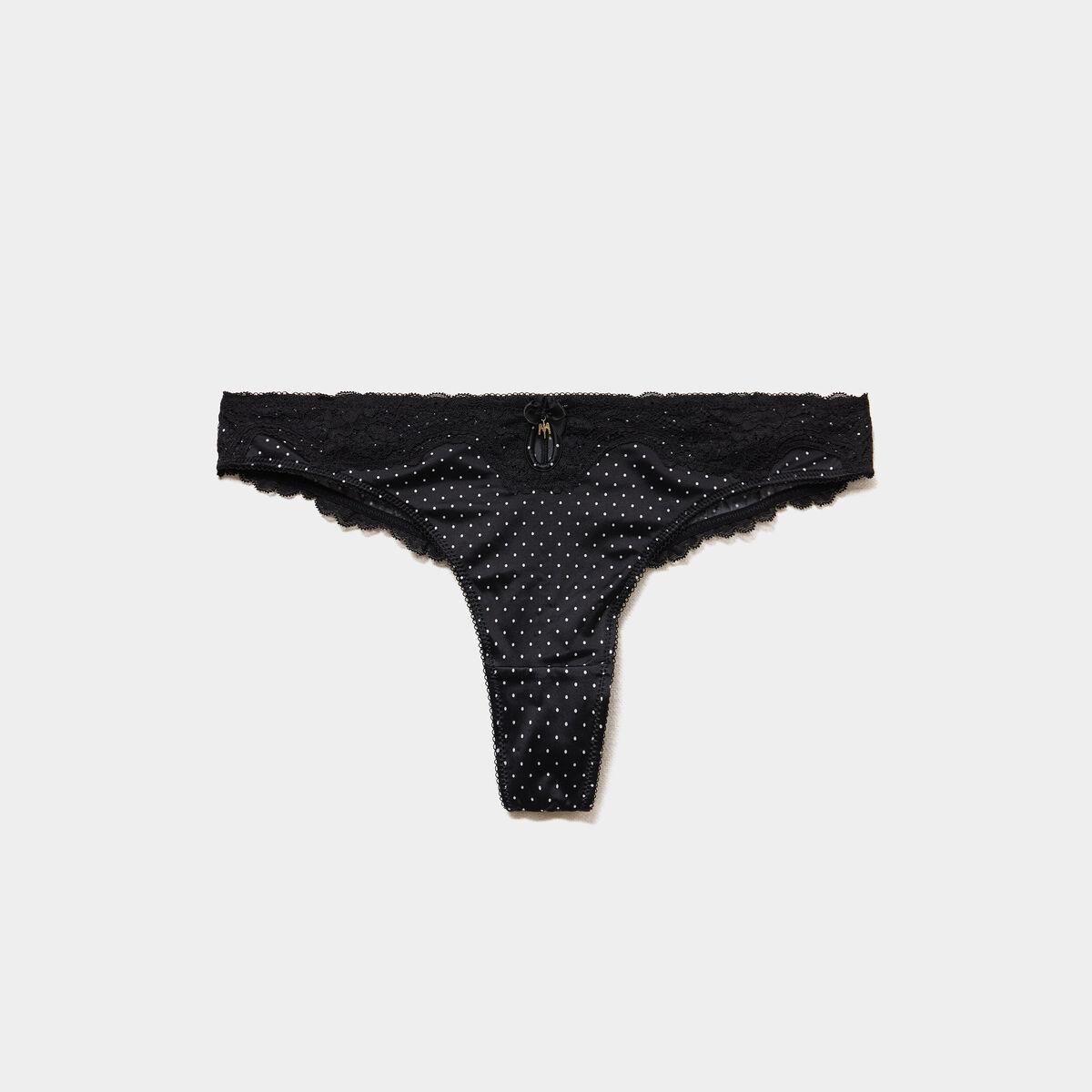 Tanga micro dentelle noir femme