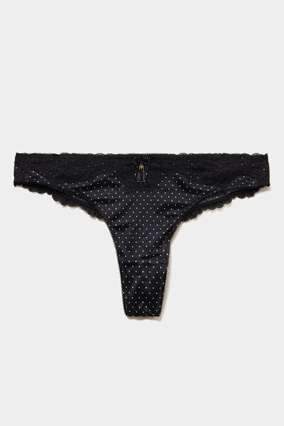 Tanga micro dentelle noir femme