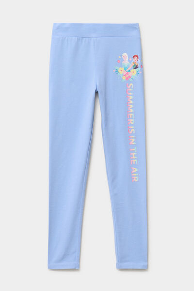 Legging coton Reine des neiges bleu ciel fille
