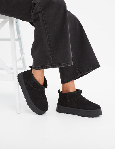 Bottines compens&eacute;es fourr&eacute;es Creeks noir femme