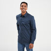 Chemise ajust&eacute;e manches longues bleu fonc&eacute; homme