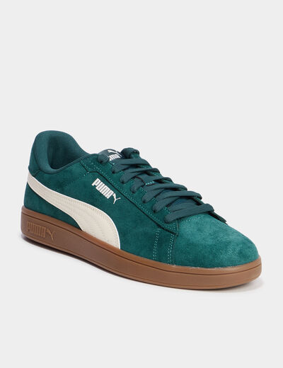 Tennis basses à lacets cuir Puma Smash vert émeraude homme