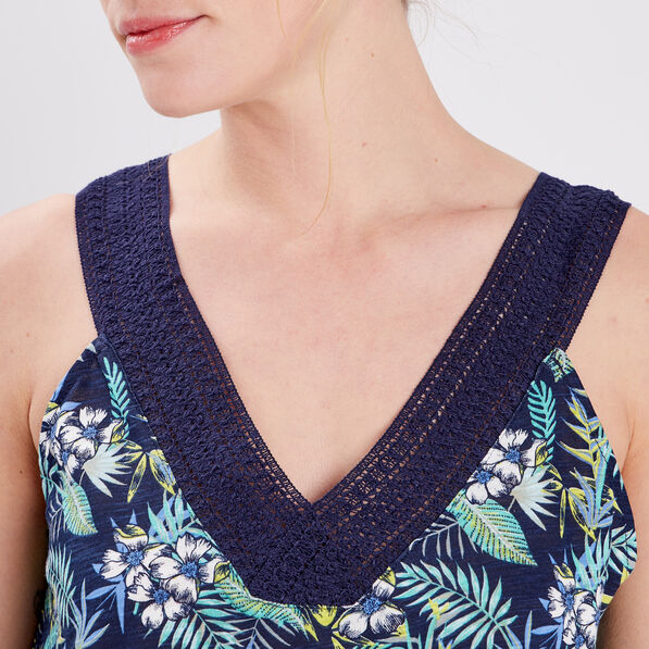 Débardeur col en V bleu marine femme