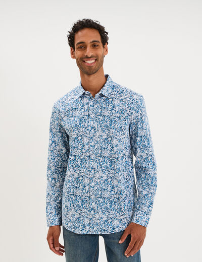 Chemise ajust&eacute;e manches longues bleu homme
