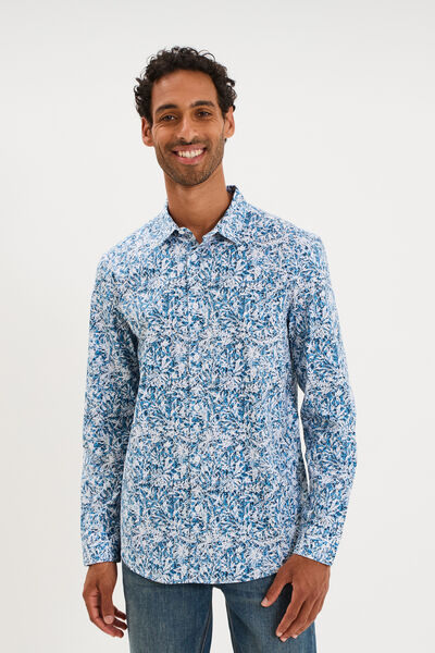 Chemise ajust&eacute;e manches longues bleu homme